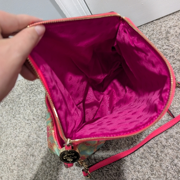 Juicy Couture Neon Pink & Multi-color Faux Snake Skin Flap Envelope Crossbody - Picture 10 of 10